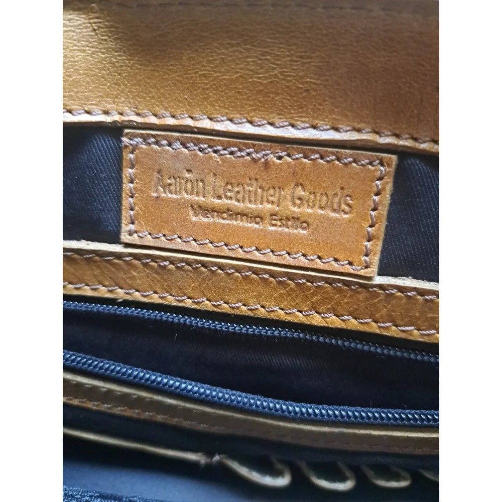 Aaron Leather Goods‎ Prato Canvas Distressed Leather Messenger Laptop Bag 13